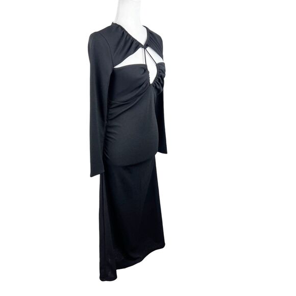 H&M Dress Women Medium Black Keyhole Top Long Sleeve Solid Casual Cocktail - Picture 4 of 14